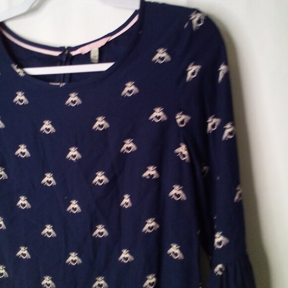 Joules Dress Women 2 Half Bell Sleeve Gardenia Bees With Heart Blue White - Picture 3 of 16